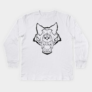 Wolf Skull Black Kids Long Sleeve T-Shirt